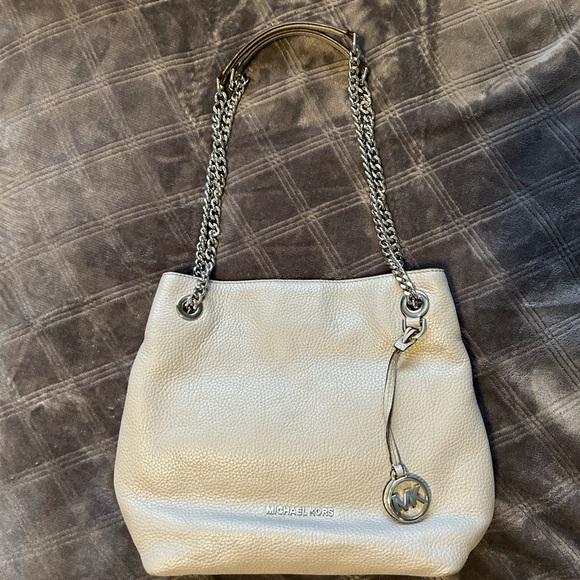 Michael Kors Gray Leather Shoulder Bag - Picture 2 of 5